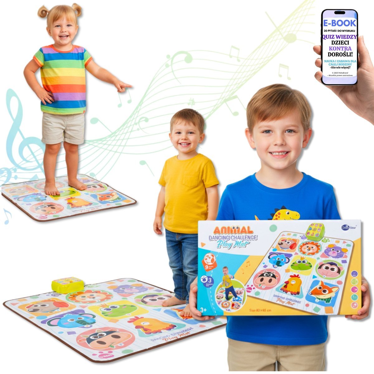 MATA MUZYCZNA DLA DZIECI INTERAKTYWNA Z GŁOSEM I ŚWIATŁEM Mata Do Tańczenia Dla Dziewczynki Chłopca Na Święta Dla 4 5 6 7 8 Latki + EBOOK-2
