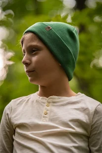 WILCZEK RWS - wywijana wełniana czapka dla dzieci zielony trawiasty - Czapki dla dzieci - miniaturka - grafika 1