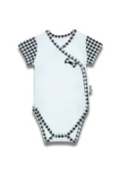 Body dla niemowląt - Niemowlęce body bawełniane na krótki rękaw w pepitkę białe Nicol,r.56 - miniaturka - grafika 1