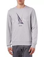 Bluzy męskie - GANT Męska bluza Sail C-Neck, szary melanż, standardowy, szary melanż, L - miniaturka - grafika 1