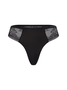 Tommy Hilfiger Stringi Kobiety Sztuczne włókno czarny jednolity, S - Majtki damskie - miniaturka - grafika 1