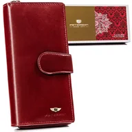 Portfele - Duży, skórzany portfel damski na karty z ochroną RFID Peterson, bordowy - miniaturka - grafika 1