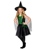 Stroje karnawałowe - STRÓJ CZAROWNICY CZARNO-ZIELONY-116 - miniaturka - grafika 1