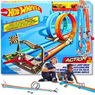 Zabawki konstrukcyjne - HOT WHEELS Tor Wyścigowy OGROMNY Podwójna Pętla 2w1 Autka w zestawie PREZENT DLA DZIECKA - miniaturka - grafika 1
