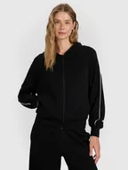 Bluzy damskie - 4F Bluza dresowa rozpinana z kapturem damska - czarna L - miniaturka - grafika 1
