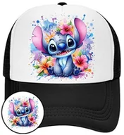 Czapki i chusty sportowe męskie - Czapka z Daszkiem Lilo i Stich Czarna z Nadrukiem Na Lato Siatka Bejsbolówka - miniaturka - grafika 1