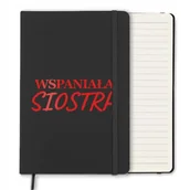 Notesy i bloczki - NOTES CZARNY A5 Z GUMKĄ W LINIE ORGINALNY PREZENT DLA SIOSTRY RED WZORY - miniaturka - grafika 1