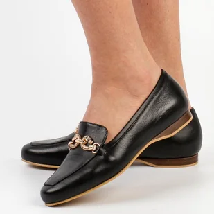 Czarne skórzane Polskie mokasyny damskie Simen 5161a - Mokasyny damskie - miniaturka - grafika 1