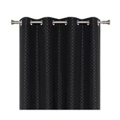 Zasłony - Zasłona z kółkami MIGOT 140 x 260 cm czarna - miniaturka - grafika 1