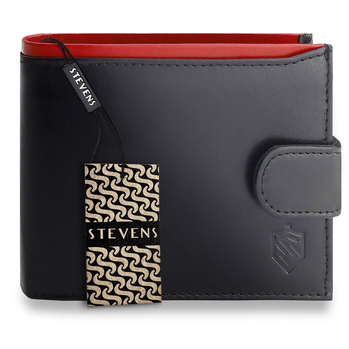 Portfel Męski STEVENS Skórzany 100% Skóra Naturalna Ochrona RFID Poziomy Czarny PREMIUM TH
