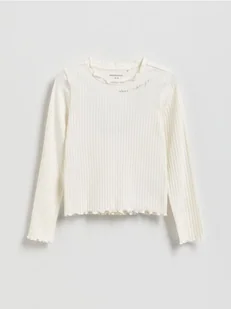 Reserved - Prążkowana koszulka - złamana biel - Bluzki dla dziewczynek - miniaturka - grafika 1