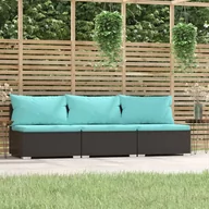 Sofy ogrodowe - Lumarko 3-osobowa sofa ogrodowa z poduszkami, czarny polirattan - miniaturka - grafika 1