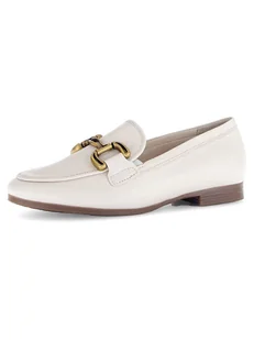 Gabor Skórzane mokasyny w kolorze kremowym - Mokasyny damskie - miniaturka - grafika 1