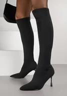 Kozaki damskie - Czarne Eleganckie Kozaki Skarpetkowe Vices na Szpilce z Cyrkoniami Nicebia - miniaturka - grafika 1