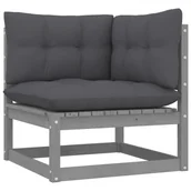 Sofy ogrodowe - vidaXL Ogrodowe siedzisko narożne z antracytowymi poduszkami sosnowe 805717 - miniaturka - grafika 1