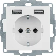 Gniazdka elektryczne - Berker Gniazdo z/u Schuko z ładowarką USB Q.1/Q.3/Q.7, biały mat - miniaturka - grafika 1