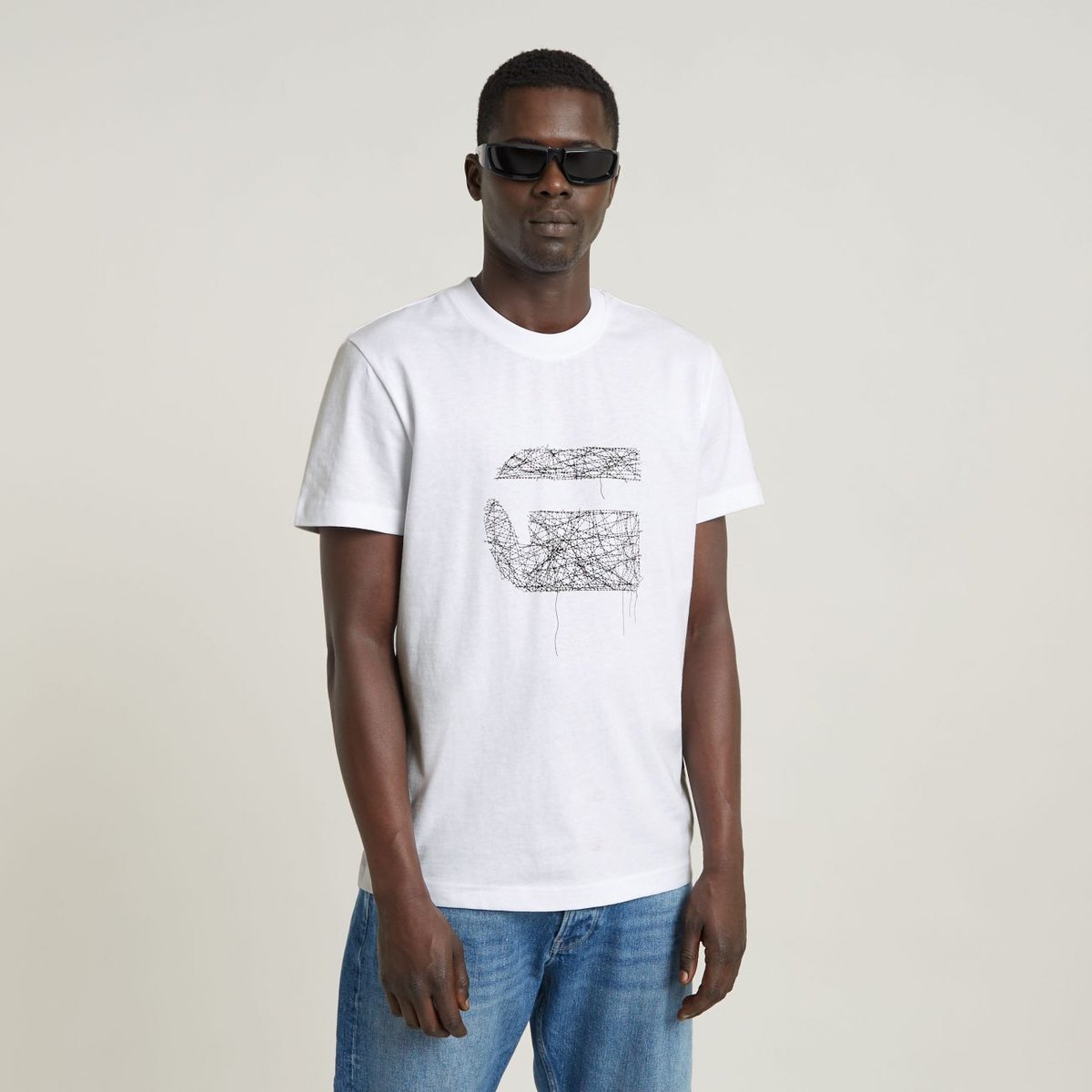 t-shirt uomo g-star d25674-c336 stutch burger 110 white