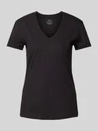 Koszulki i topy damskie - T-shirt z dekoltem w serek - miniaturka - grafika 1