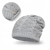 Czapki damskie - Zimowa Czapka Damska Smerfetka Przedłużana Modna Szara Jesienna PaMaMi - miniaturka - grafika 1