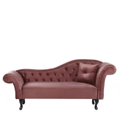 Szezlongi - Szezlong welurowy prawostronny różowy LATTES - miniaturka - grafika 1