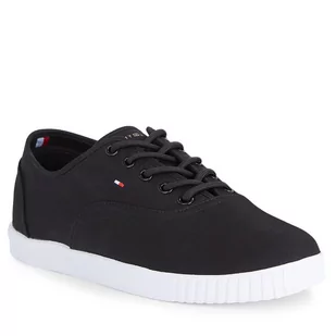 Tenisówki Tommy Hilfiger Canvas Lace Up Sneaker FW0FW07805 Black BDS - Trampki damskie - miniaturka - grafika 1
