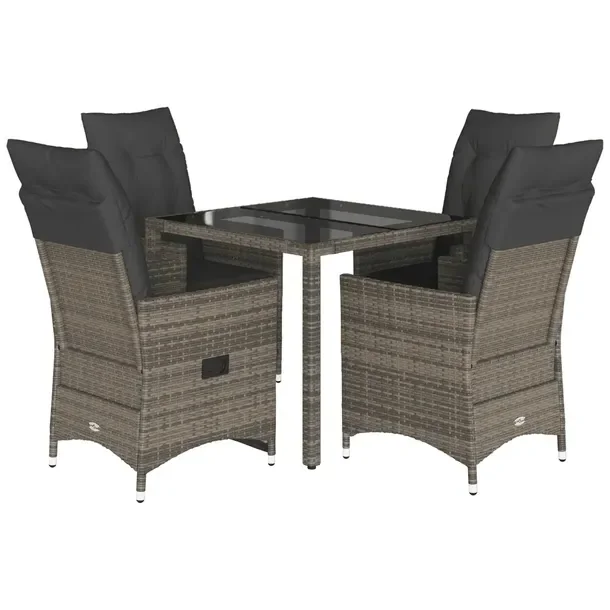 Zestaw mebli ogrodowych szary, rattan PE, 2 fotele, 1 stół 90x90x75 cm