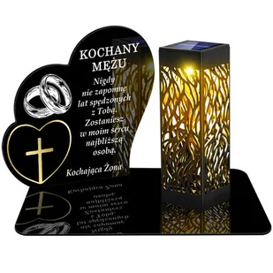 ZNICZ SOLARNY LED WIECZNY PODSTAWKA NA CMENTARZ GRÓB lampka Serce 3D DLA MĘŻA - Lampiony i znicze - miniaturka - grafika 1