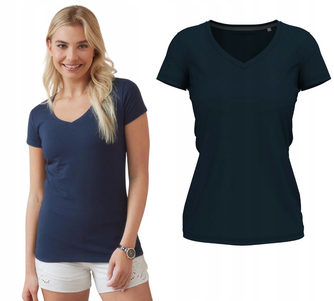 T-shirt Koszulka Damska SLIM Elastic Dekol V Jakość STEDMAN 9710 GRANAT XL