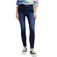 Spodnie damskie - Spodnie damskie Desigual Estrasburgo jeansowe slim fit-XS - miniaturka - grafika 1