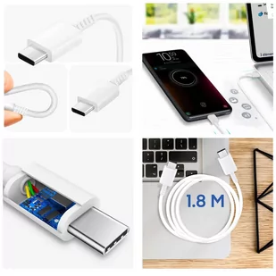 Oryginalny kabel Samsung USB-C do USB-C EP-DW767 do ładowania 1.8m 3A 25W / 45W Biały - Kable - miniaturka - grafika 2