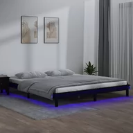 Łóżka - Lumarko Rama łóżka z LED, czarna, 120x190 cm, podwójna, lite drewno - miniaturka - grafika 1
