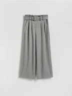 Spodnie damskie - Reserved - Szerokie spodnie z paskiem - jasnoszary - miniaturka - grafika 1