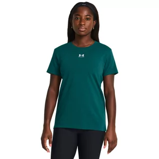 Koszulki sportowe damskie - Damski t-shirt z nadrukiem Under Armour Off Campus Core SS - zielony - UNDER ARMOUR - grafika 1