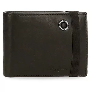 Pepe Jeans Badge Portfel z taśmą elastyczną, unikalny, Czarny, única, Portfolio z taśmą elastyczną - Portfele - miniaturka - grafika 1