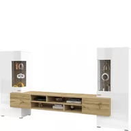 Inne meble do salonu - Meblościanka TYP-10 Coby Helvetia Wieruszów Biały Mat / Dąb Wotan / Biały Połysk - miniaturka - grafika 1