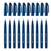 Długopisy - Pentel SES15C-CAX Brush Sign Pen ciemnoniebieski, długopis z włókien, końcówka przypominająca pędzel, 10 sztuk - miniaturka - grafika 1