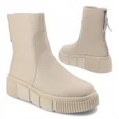 Botki damskie - Beżowe botki CAMBELL 24-58307BK damskie platforma skóra r.39 - miniaturka - grafika 1