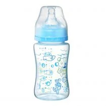 Babyono Butelka antykolkowa szerokootworowa niebieska 240 ml - Butelki dla niemowląt - miniaturka - grafika 1