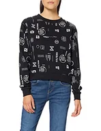 Bluzy damskie - G-STAR RAW Cropped Loose bluza damska na całej powierzchni, Wielokolorowy (Dk Black Small Type Face D20500-c365-c709), XXS - miniaturka - grafika 1