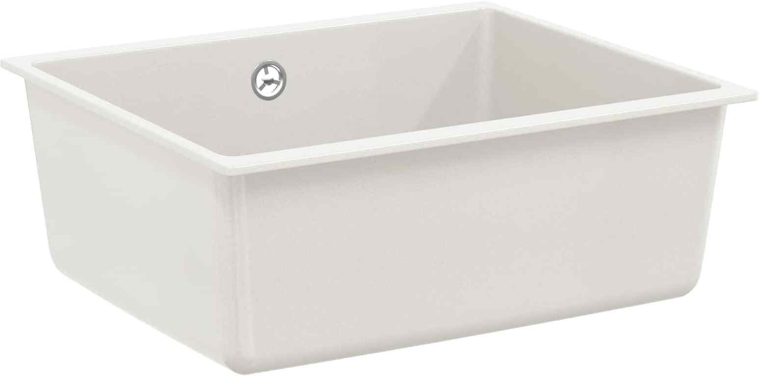 vidaXL Zlew Biały 530 x 460 mm 80% Kwarc i 20% Żywica
