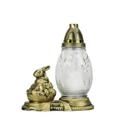 Lampiony i znicze - Znicz szklany Zajączek 26 cm złoty - miniaturka - grafika 1