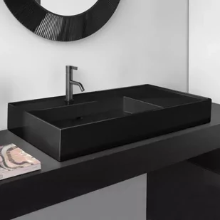 Laufen Kartell Umywalka wisząca 90x46 cm prawa z otworem na baterię czarny mat H8103387161111 - odbiór osobisty: Kraków, Warszawa - Umywalki - miniaturka - grafika 1