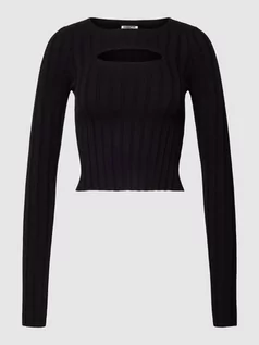 Swetry damskie - Sweter krótki z dzianiny z wycięciem model ‘FREY’ - grafika 1