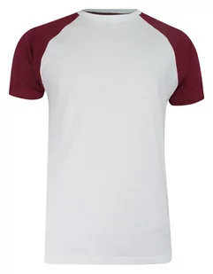 T-shirt Biało-Bordowy Bawełniany, Krótki Rękaw Raglanowy, Dwukolorowy, Męski -BRAVE SOUL - Brave Soul - Koszulki męskie - miniaturka - grafika 1