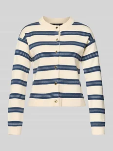 Kardigan o kroju regular fit z mieszanki wiskozy model ‘GOLD STRIPE’ - Swetry damskie - miniaturka - grafika 1