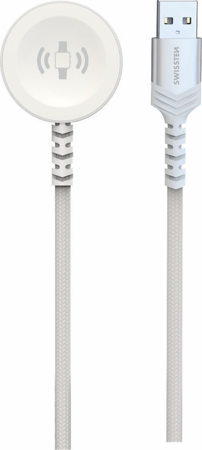 Swissten Adapter AV Braided Wireless Magnetic Charger For Apple Watch Metal, USB-A 1.2 M White