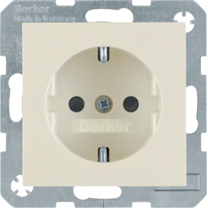 B.Kwadrat/B.3/B.7 Berker Gniazdo SCHUKO z przesłonami styków, samozaciski, kremowy połysk - Gniazdka elektryczne - miniaturka - grafika 1