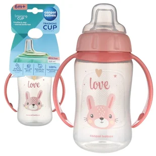Canpol Babies Kubek Treningowy Z Miękkim Ustnikiem 320ml 6m+ Różowy - Kubki dla dzieci - miniaturka - grafika 1