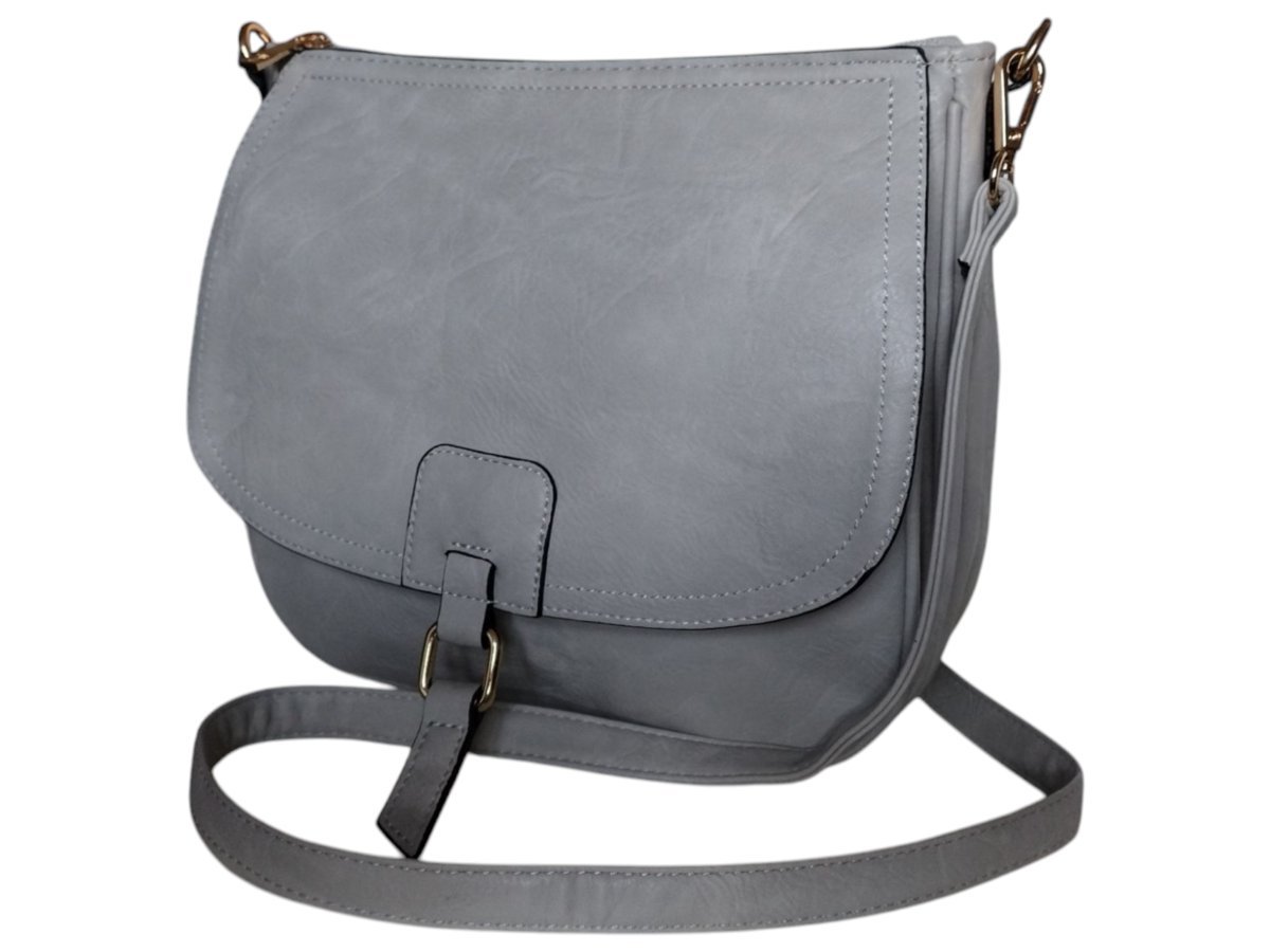 Szara Torebka Damska Z Kieszenią Na Telefon, Mała Listonoszka Na Ramię