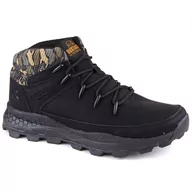 Buty sportowe męskie - Skórzane buty męskie za kostkę trekkingowe czarne Bustagrip 0941 Army - miniaturka - grafika 1